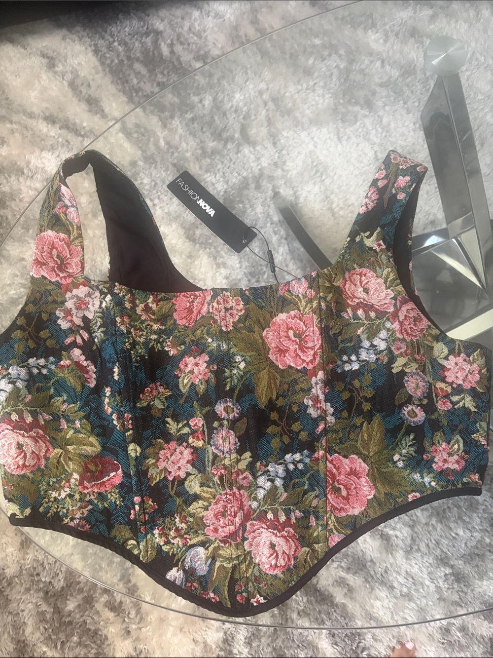 Fashion Nova Major Vibe floral corset top